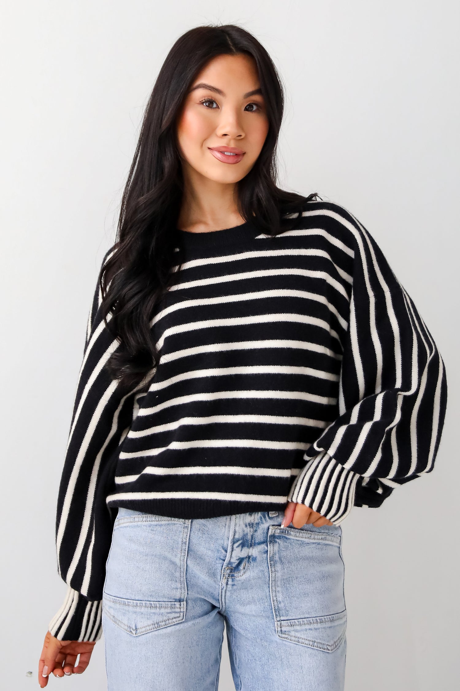 Popular Pick Black Striped Sweater