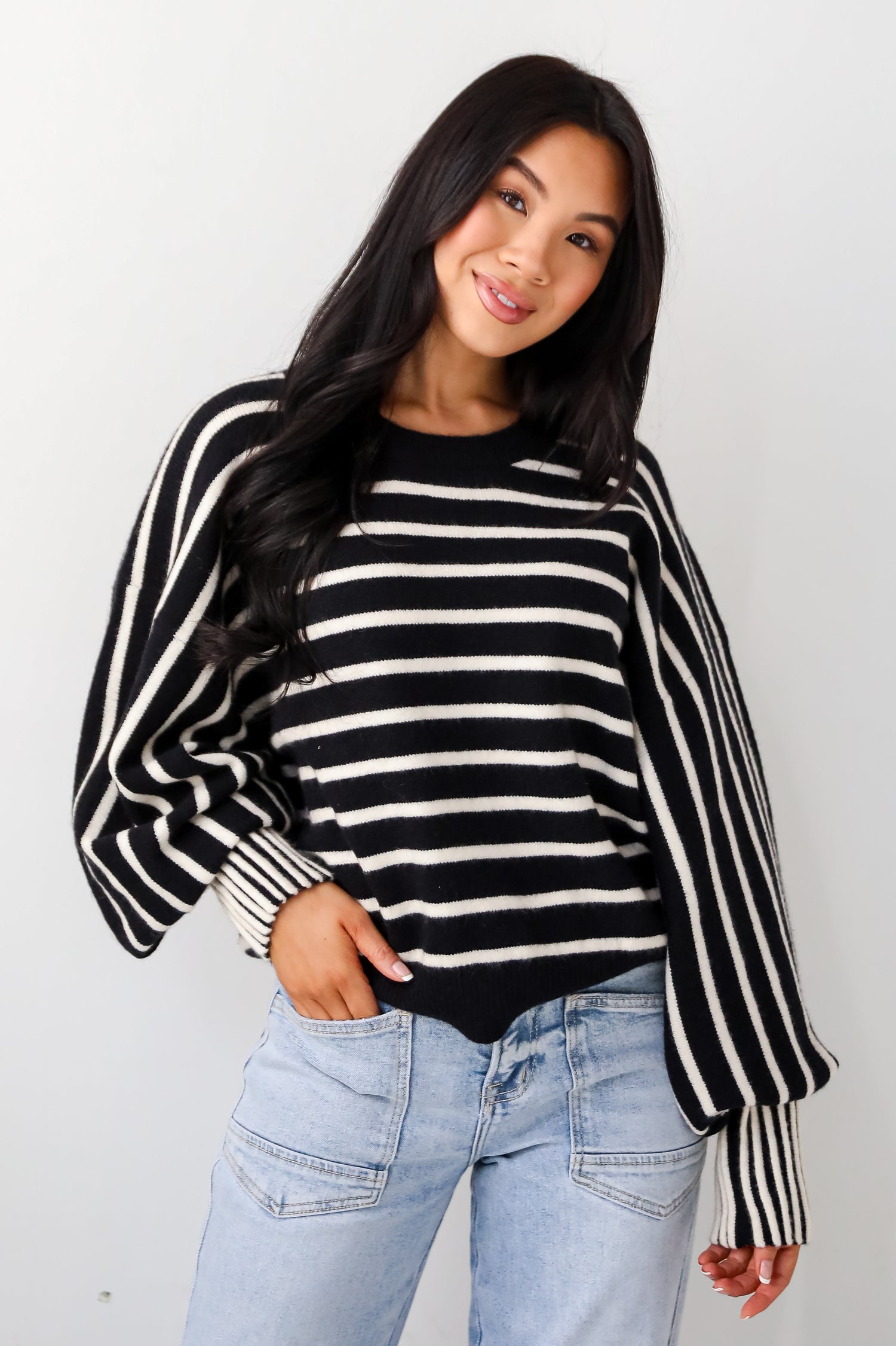 Popular Pick Black Striped Sweater