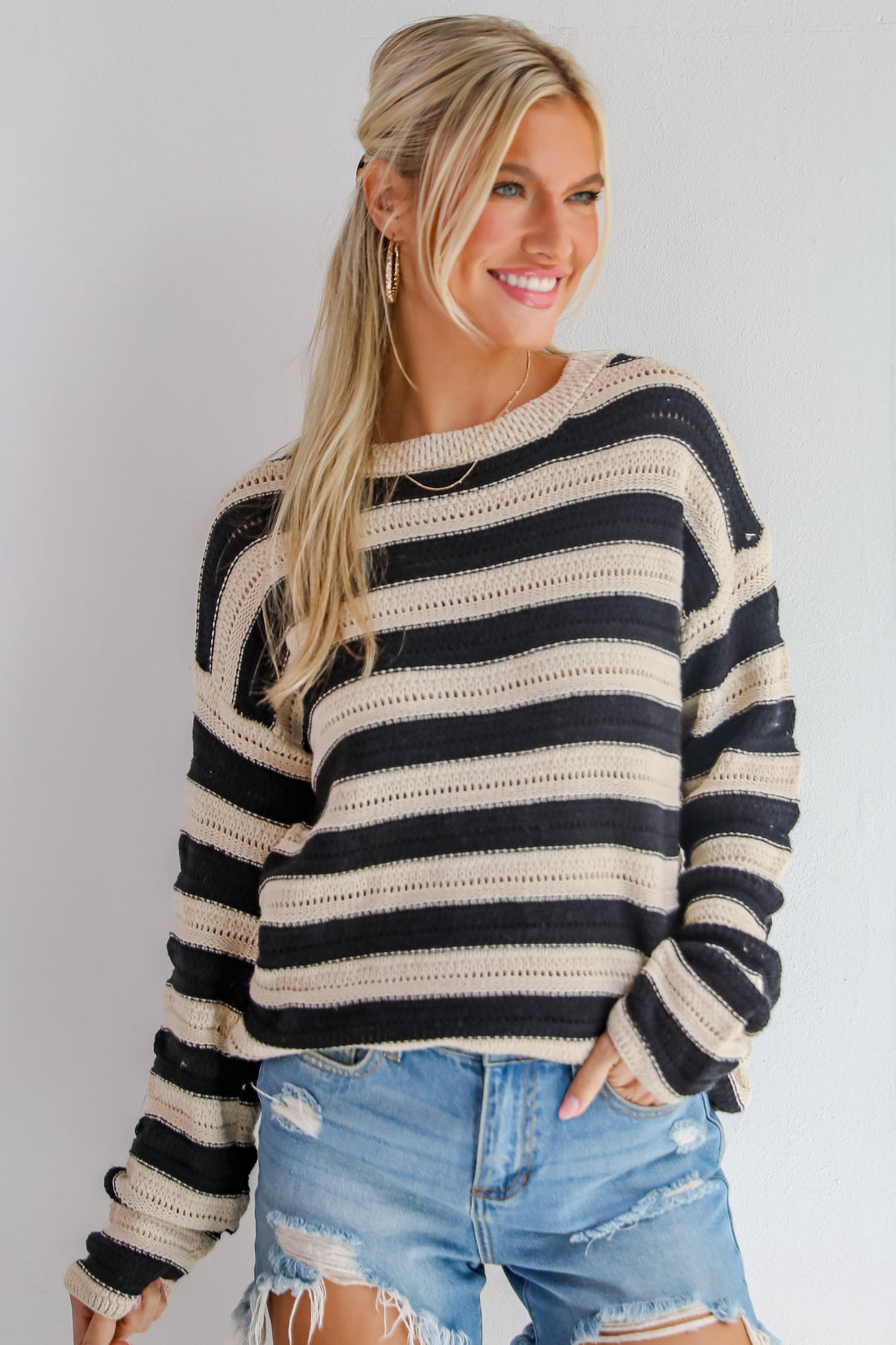 Ultimate Coziness Black Striped Sweater