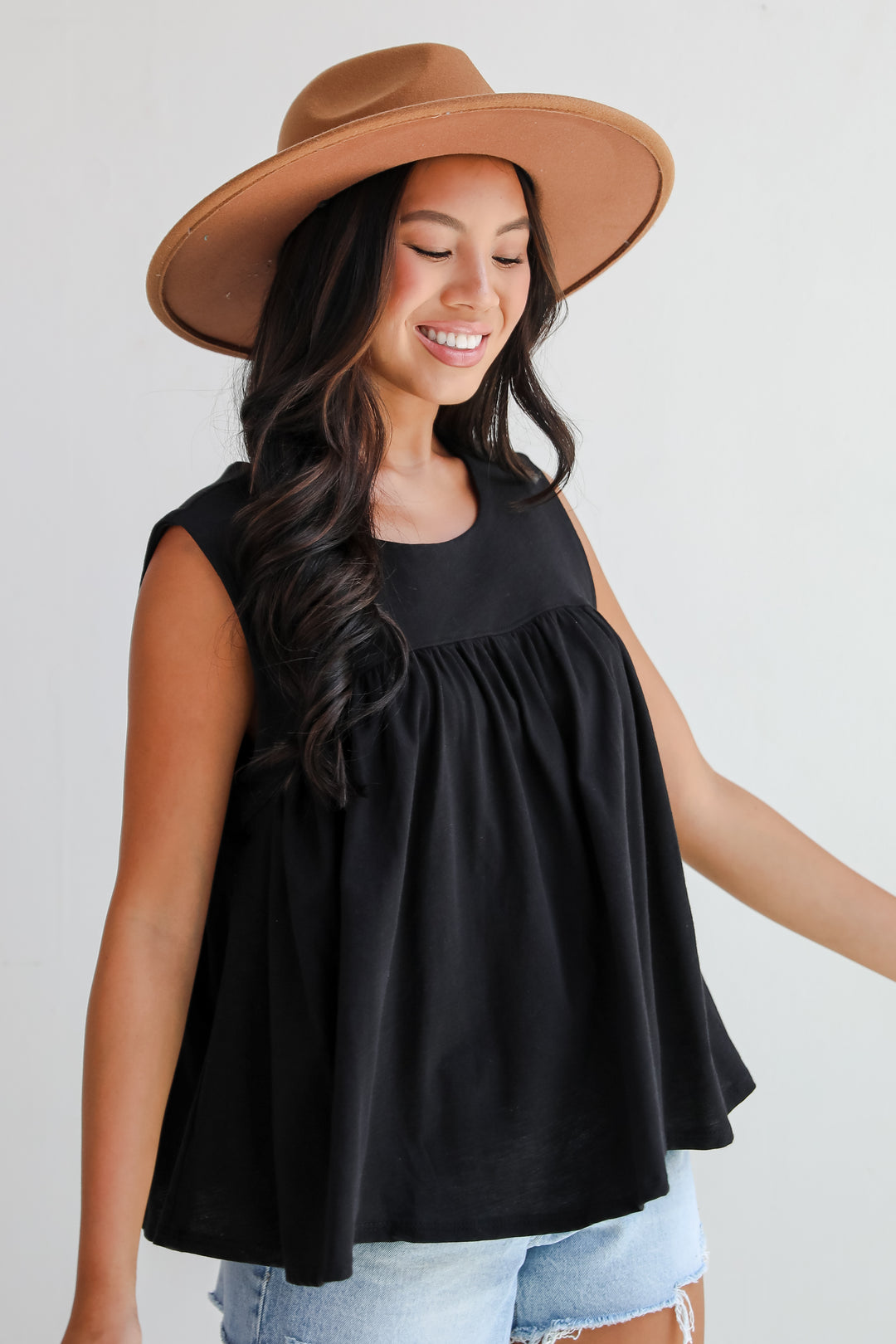 Playful Delight Black Babydoll Tank