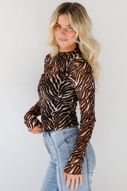 Fierce Expert Black Zebra Mesh Top