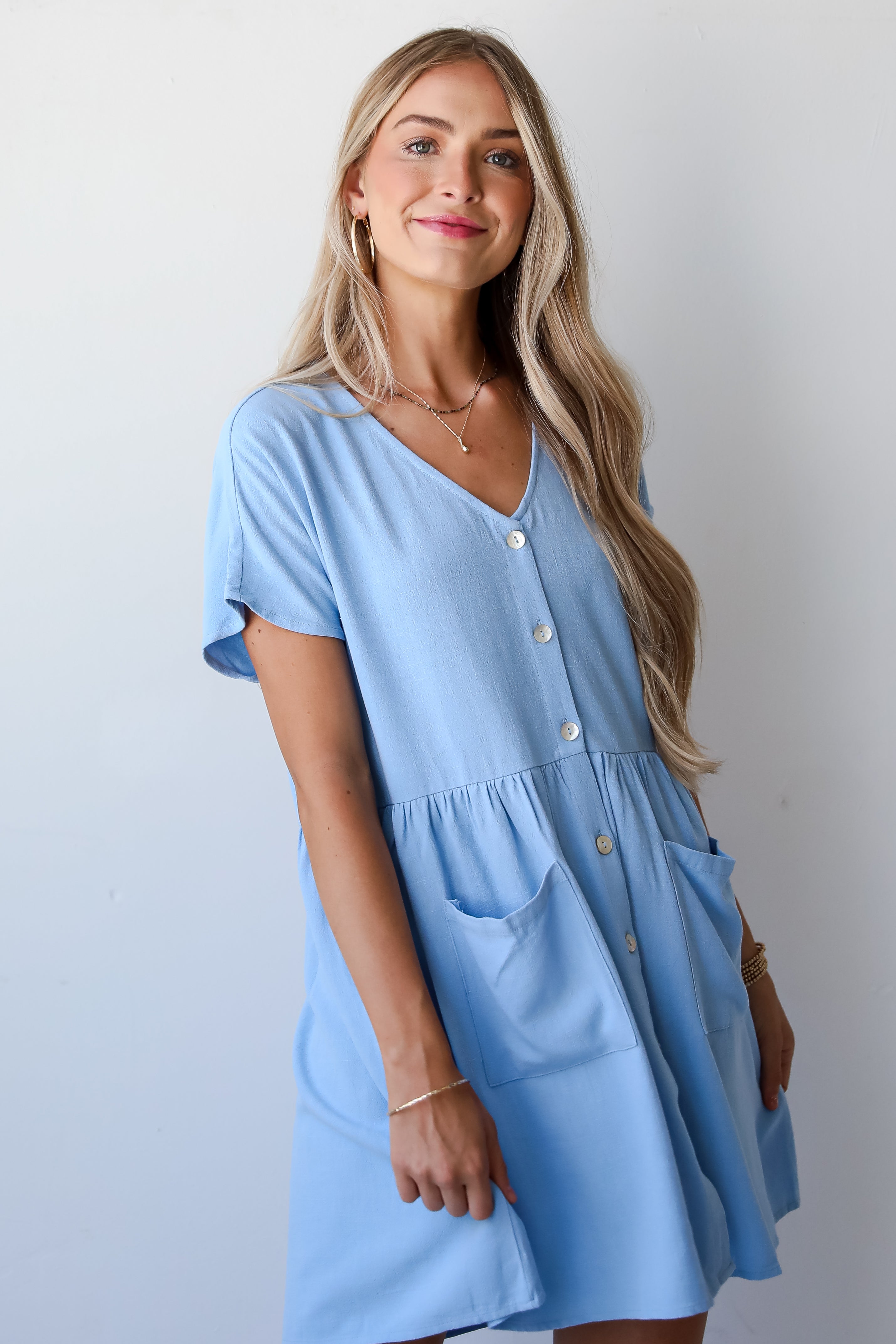 Easy Sweetness Light Blue Babydoll Mini Dress