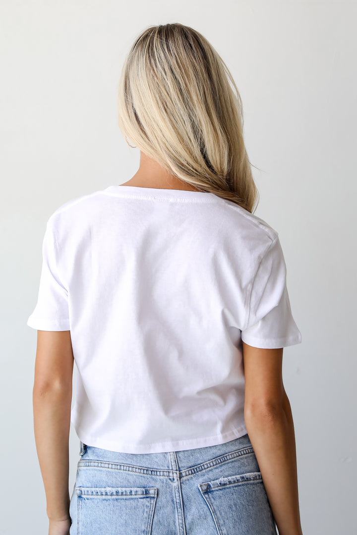 White Bow Cropped Graphic Tee