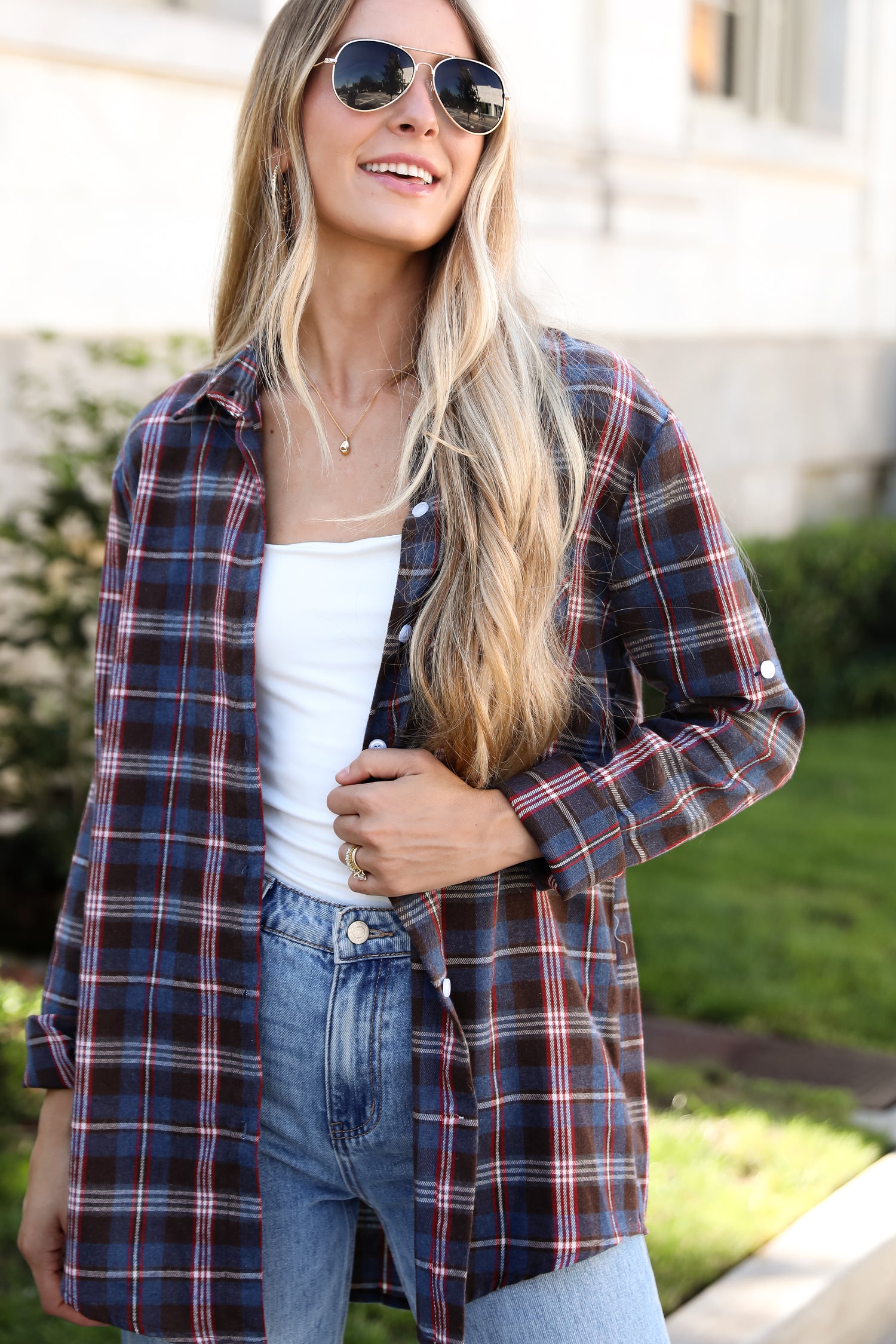 Trendy Era Navy Plaid Flannel