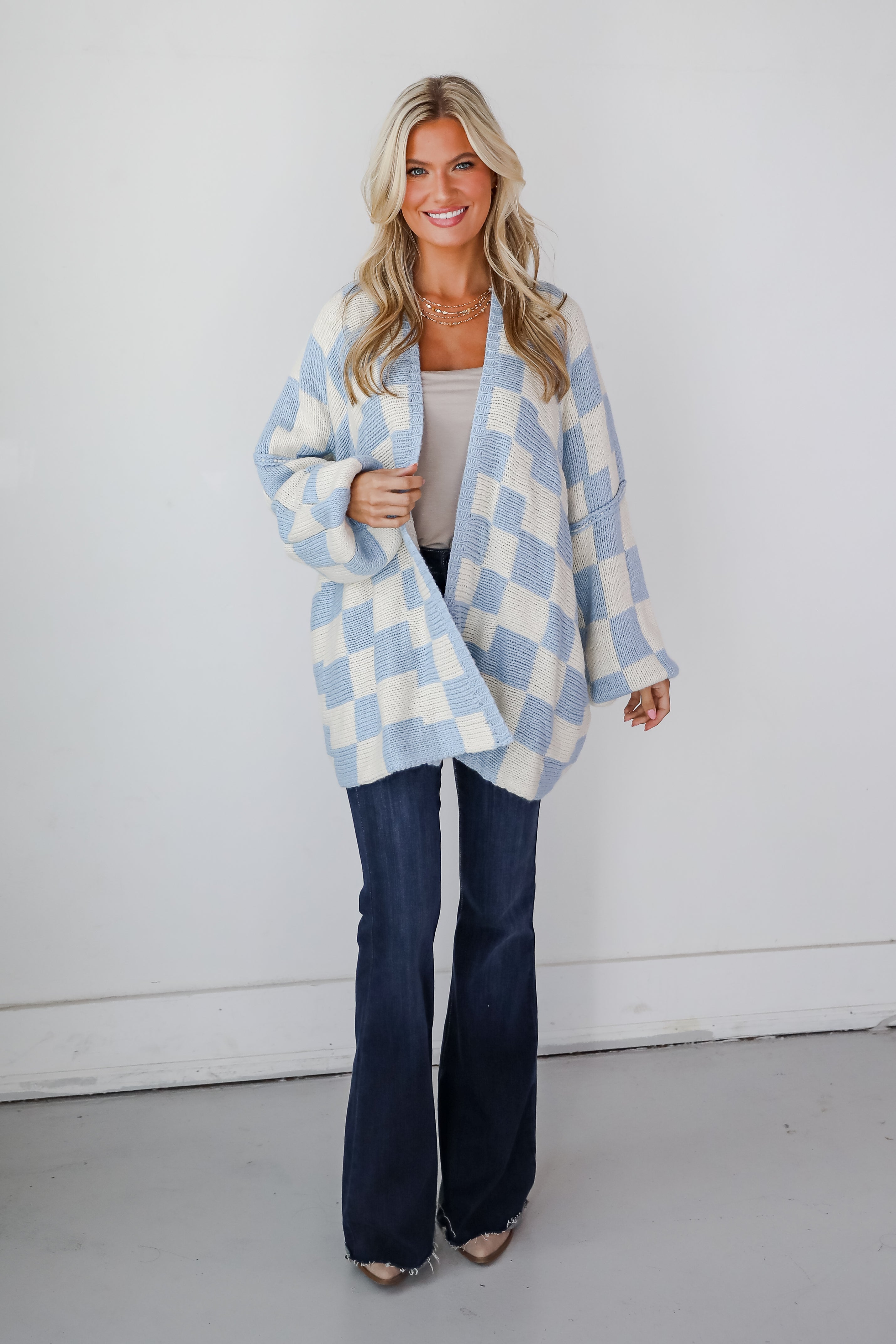 Marvelously Cozy Checkered Sweater Cardigan