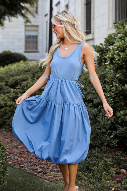 Denim Contrast Midi Dress