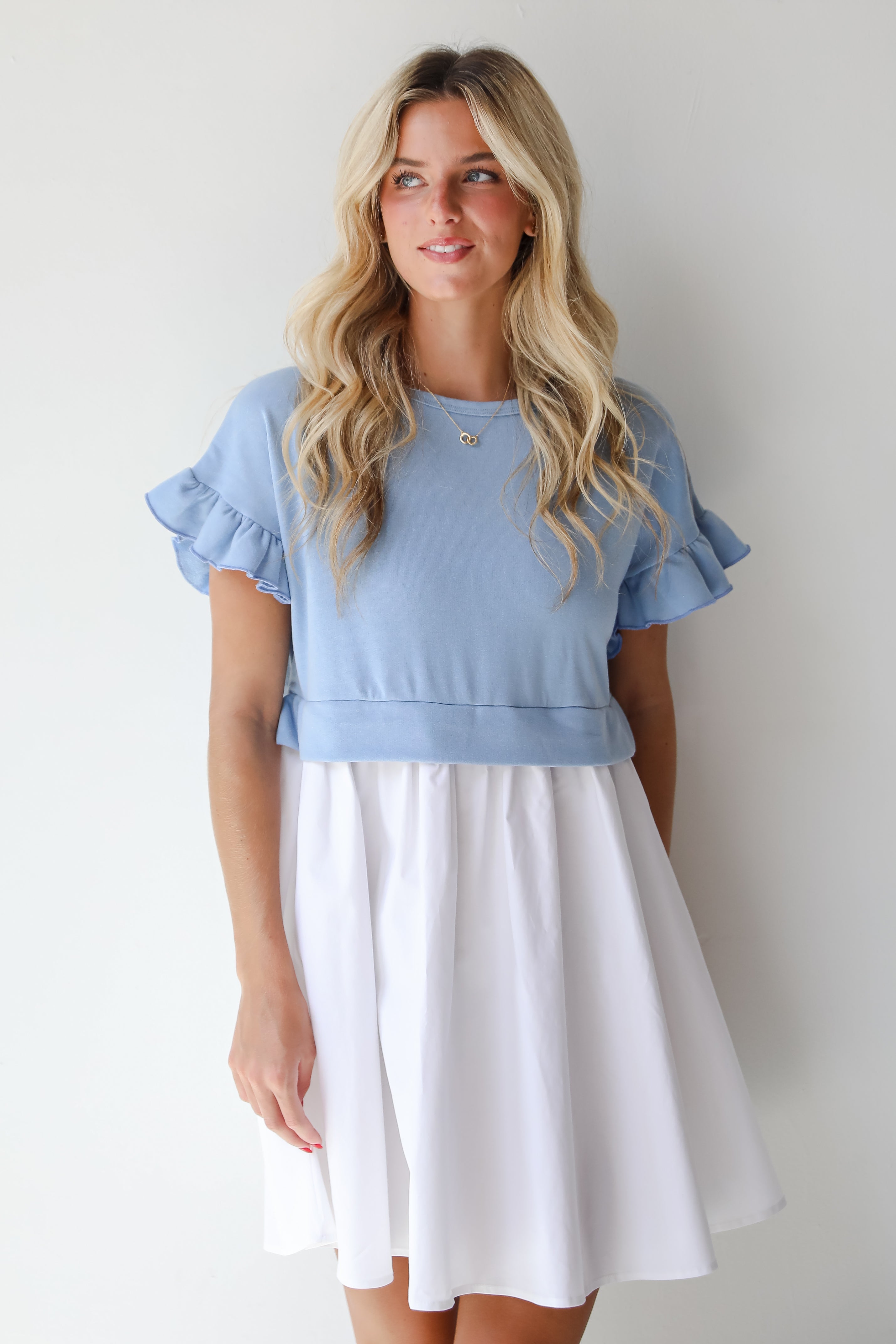 Thriving Sweetness Blue Contrast Mini Dress