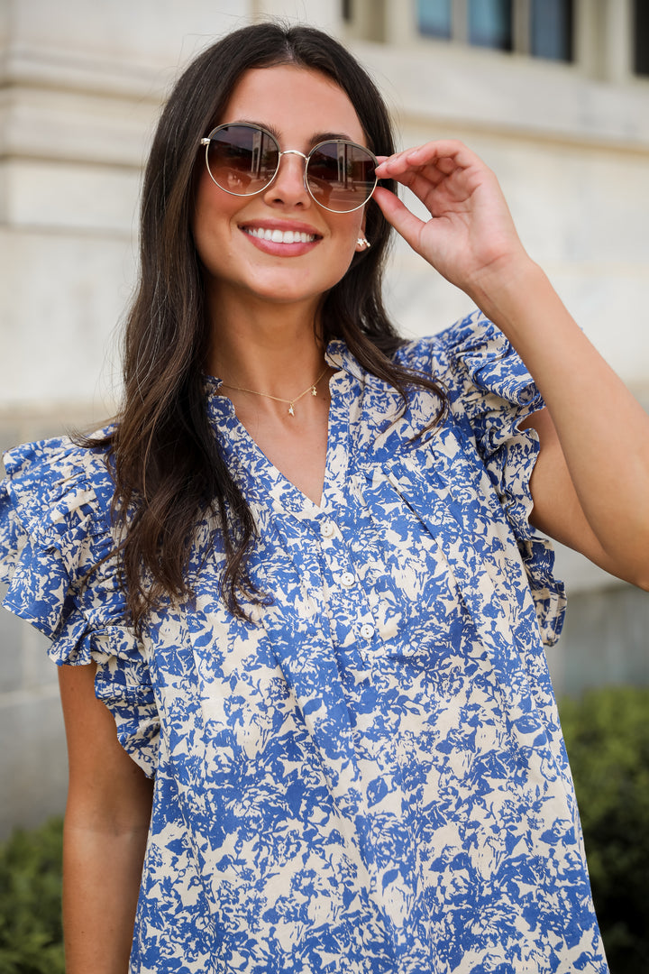 Dainty Ideal Blue Floral Blouse