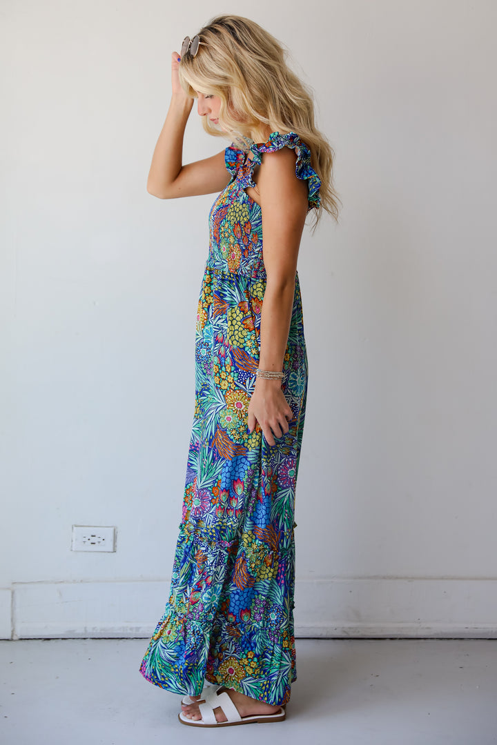 Momentous Elegance Blue Floral Jumpsuit