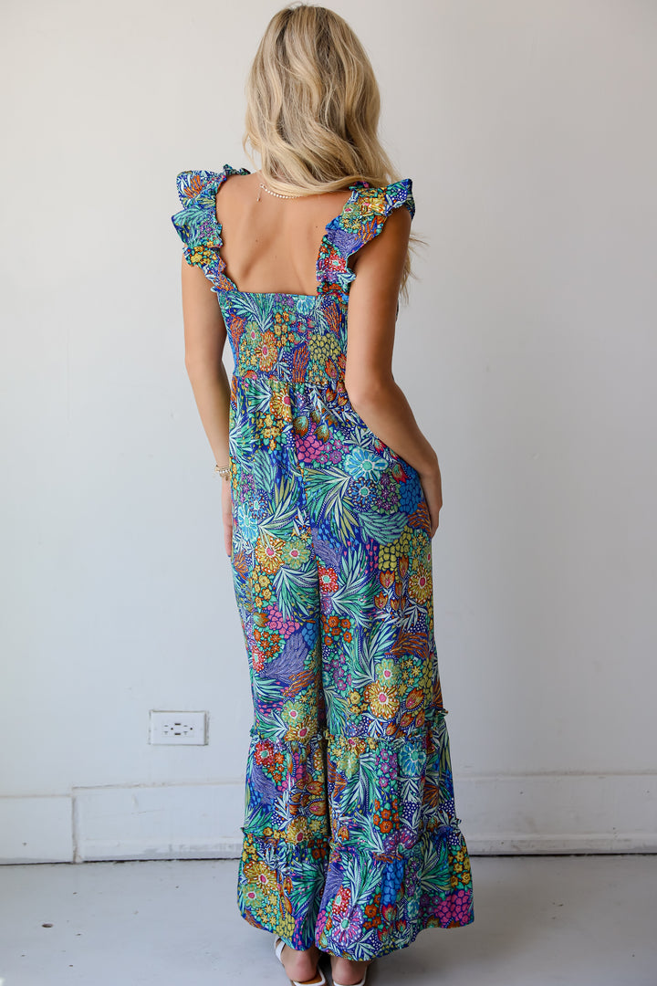 Momentous Elegance Blue Floral Jumpsuit