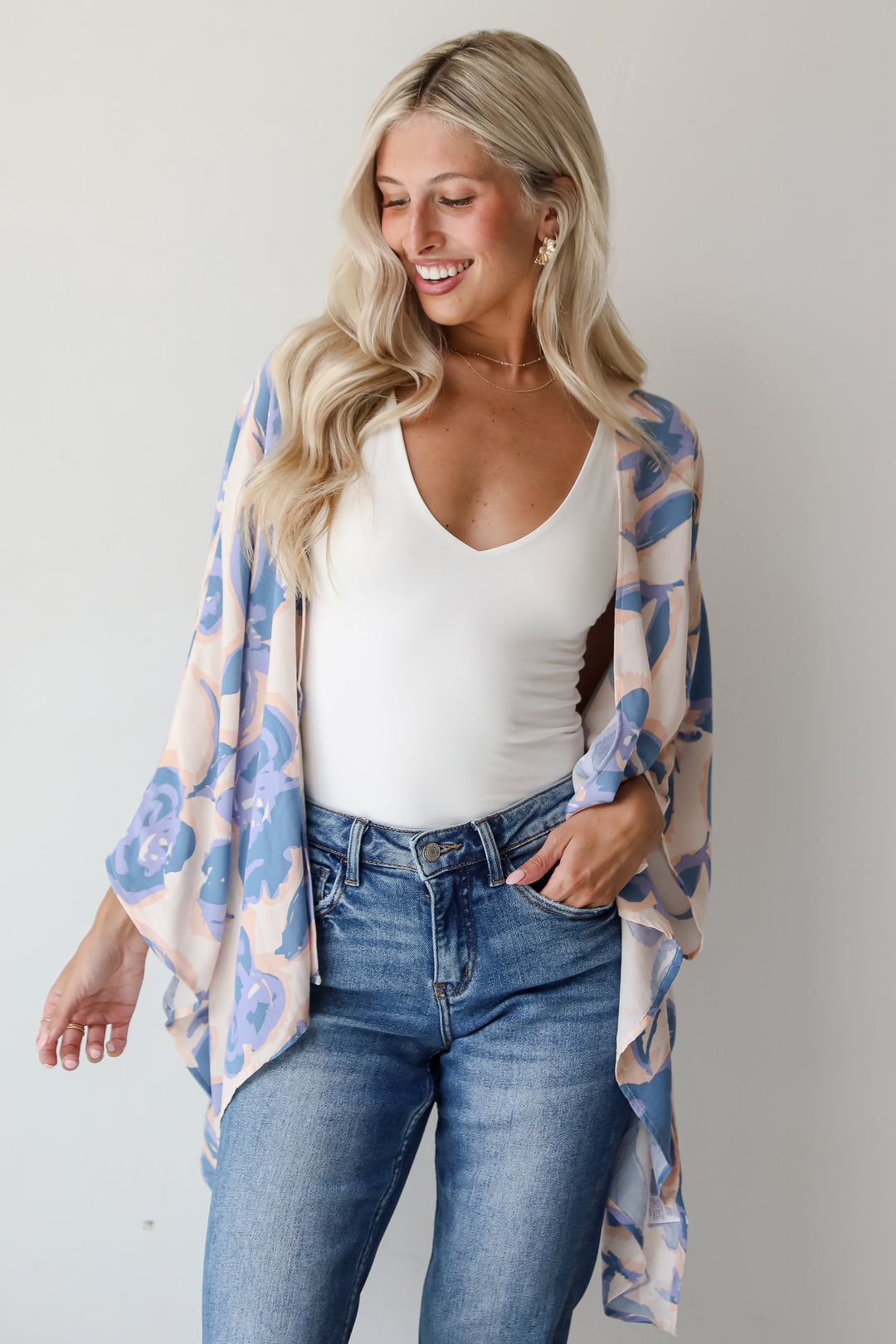 Season Of Blooms Blush Floral Kimono