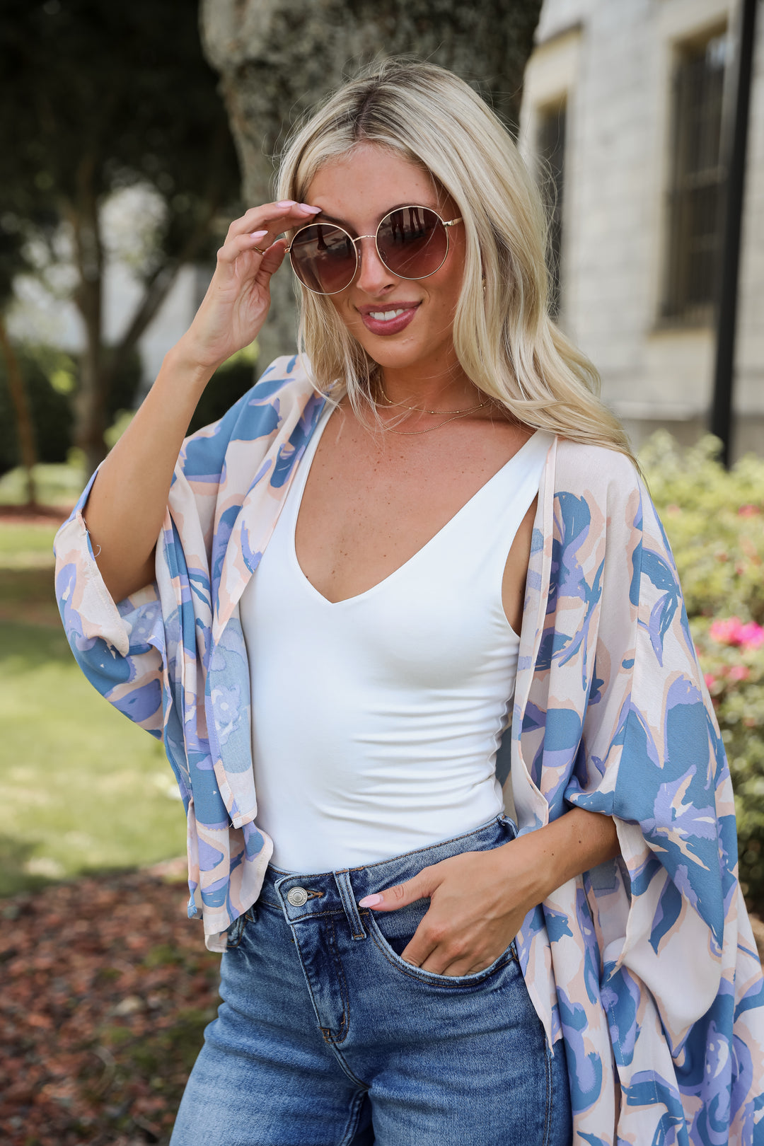 Season Of Blooms Blush Floral Kimono