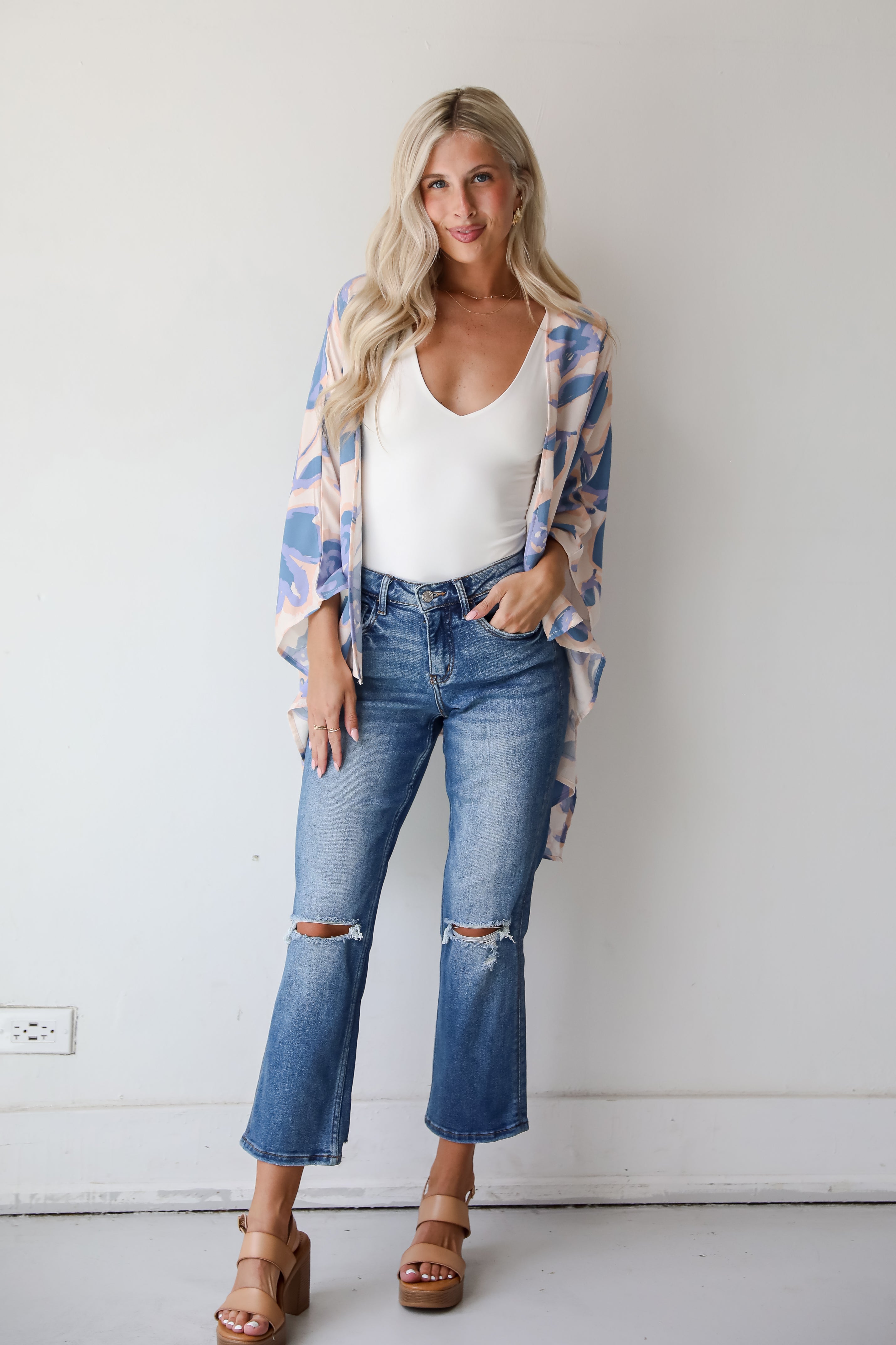 Season Of Blooms Blush Floral Kimono