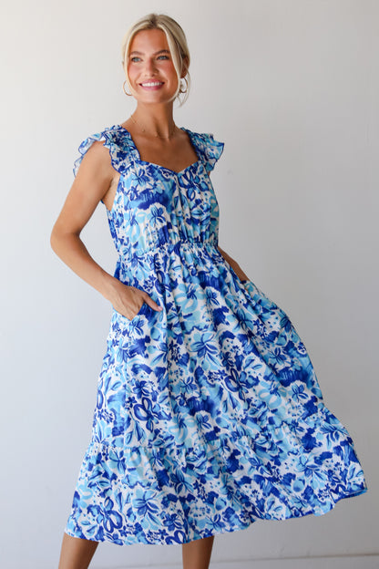 Sweetest Life Blue Floral Midi Dress