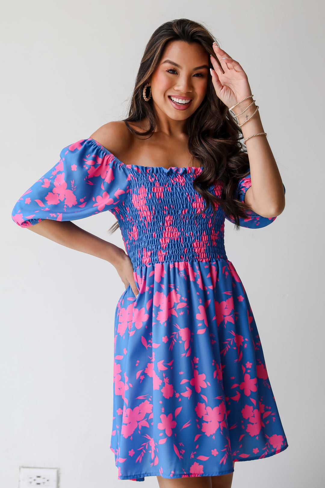 Sweetly Vibing Blue Floral Mini Dress