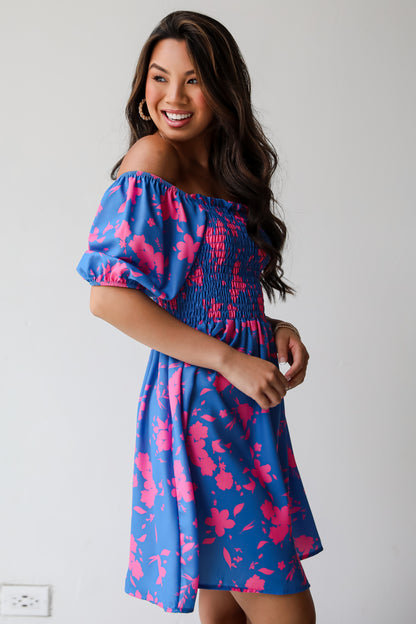 Sweetly Vibing Blue Floral Mini Dress