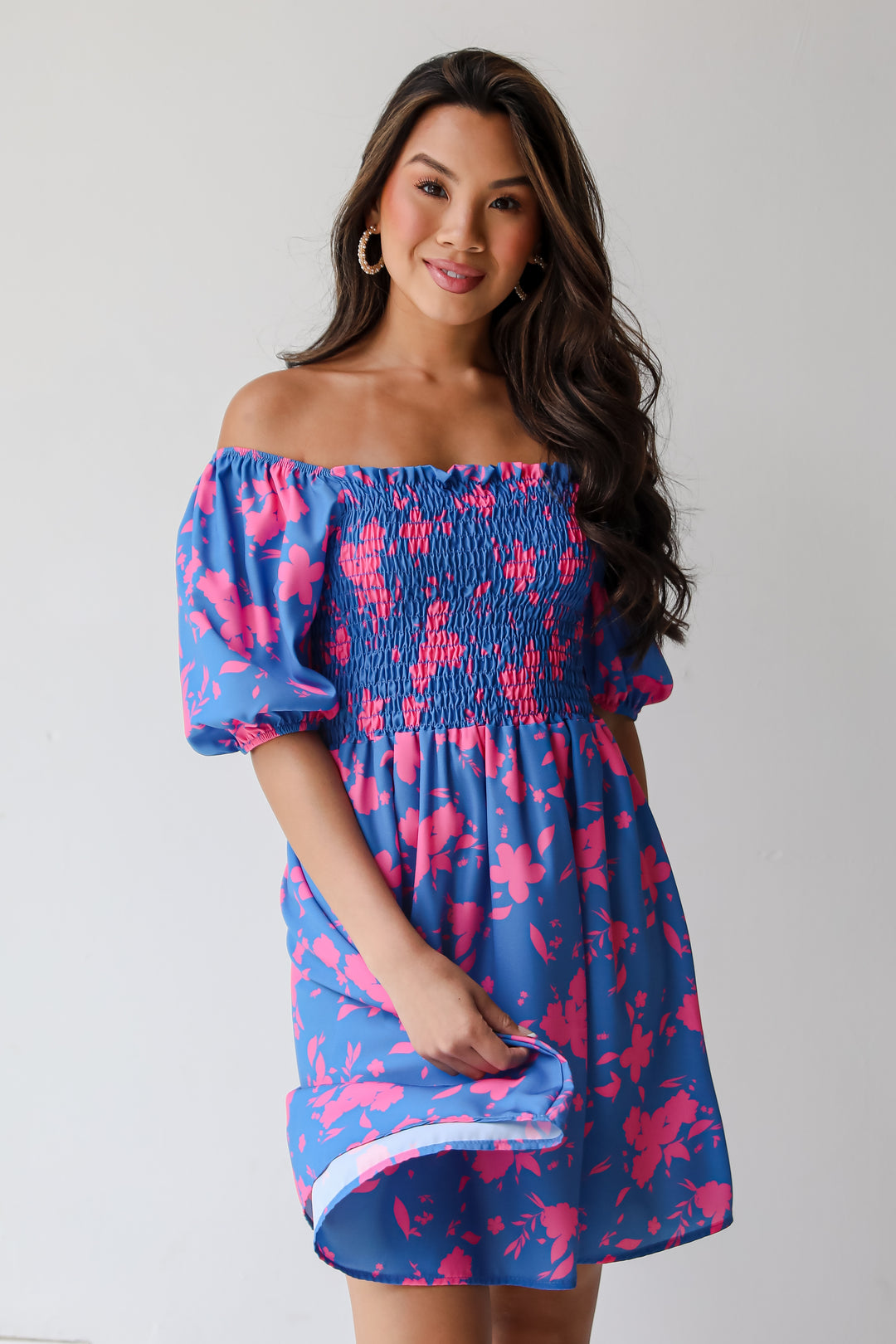 Sweetly Vibing Blue Floral Mini Dress