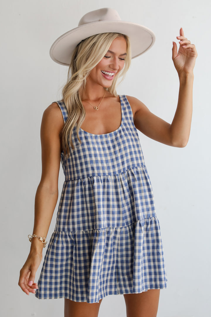 Blissfully Perfect Blue Gingham Romper