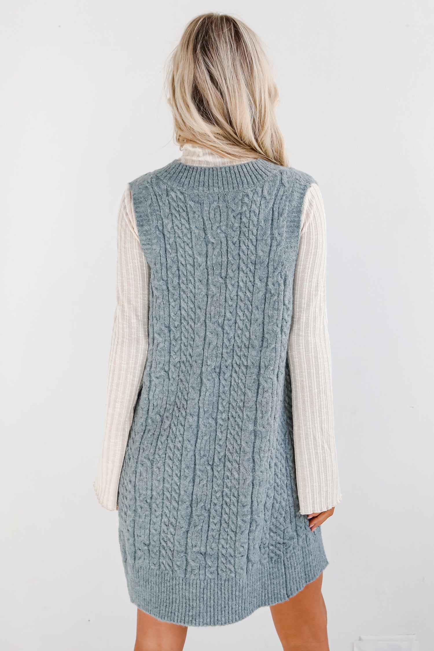 Simply Ideal Cable Knit Mini Sweater Dress