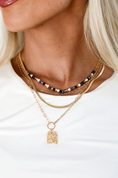 Elena Blue Layered Chain Necklace