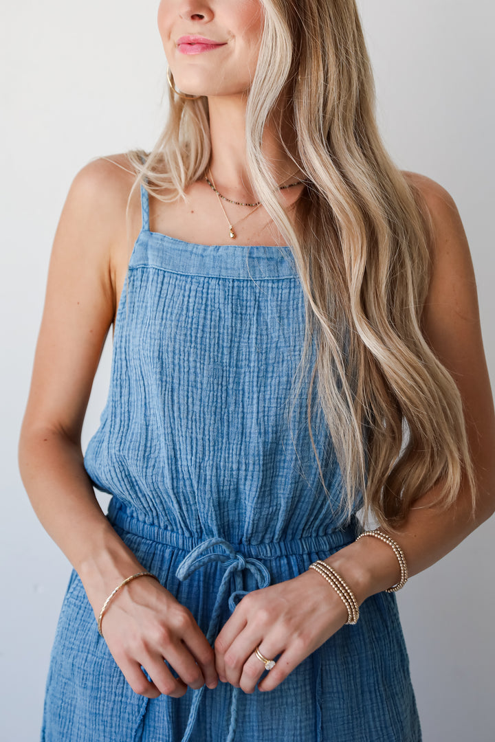 Immensely Poised Blue Linen Jumpsuit