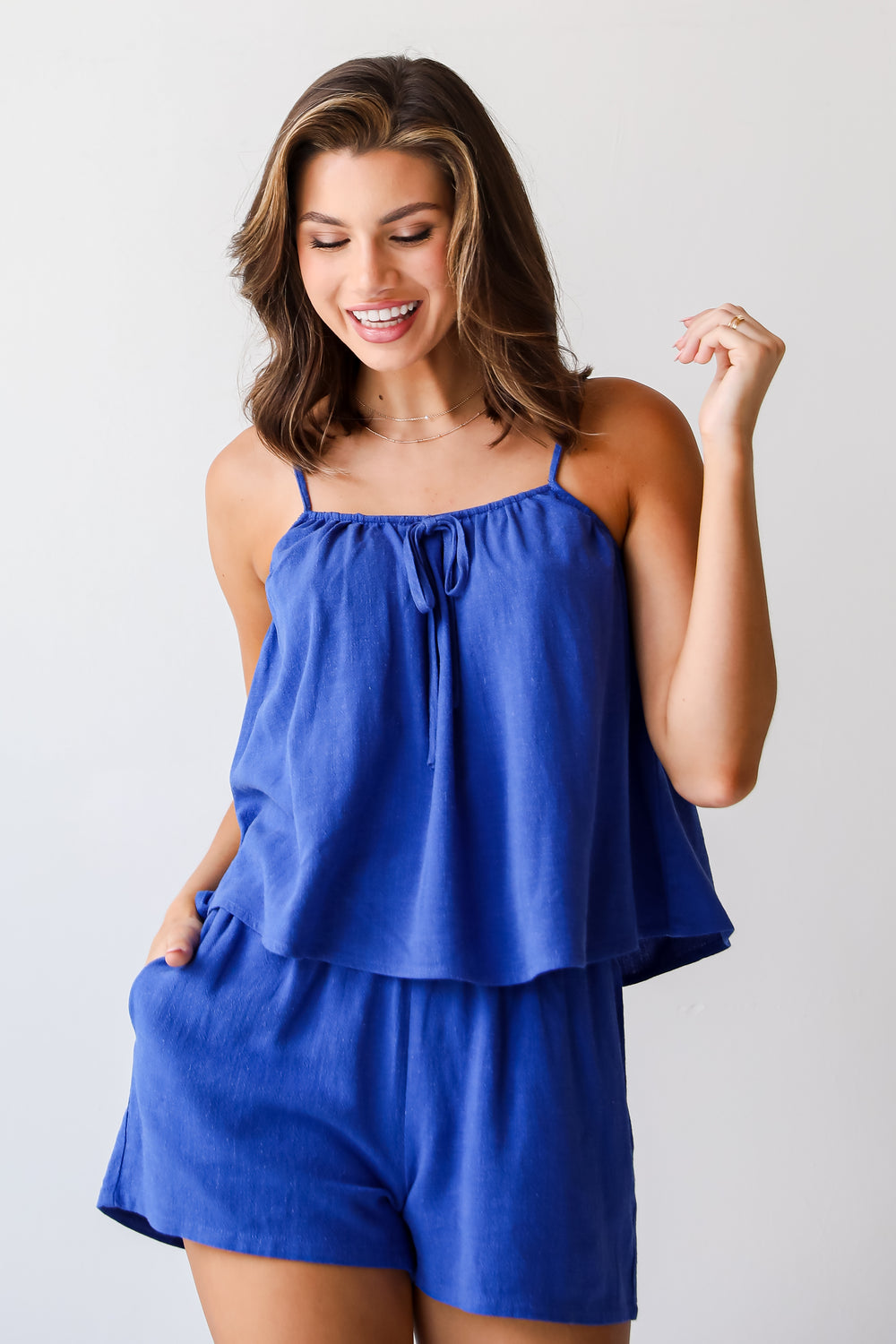 Summertime Senses Royal Blue Linen Tank