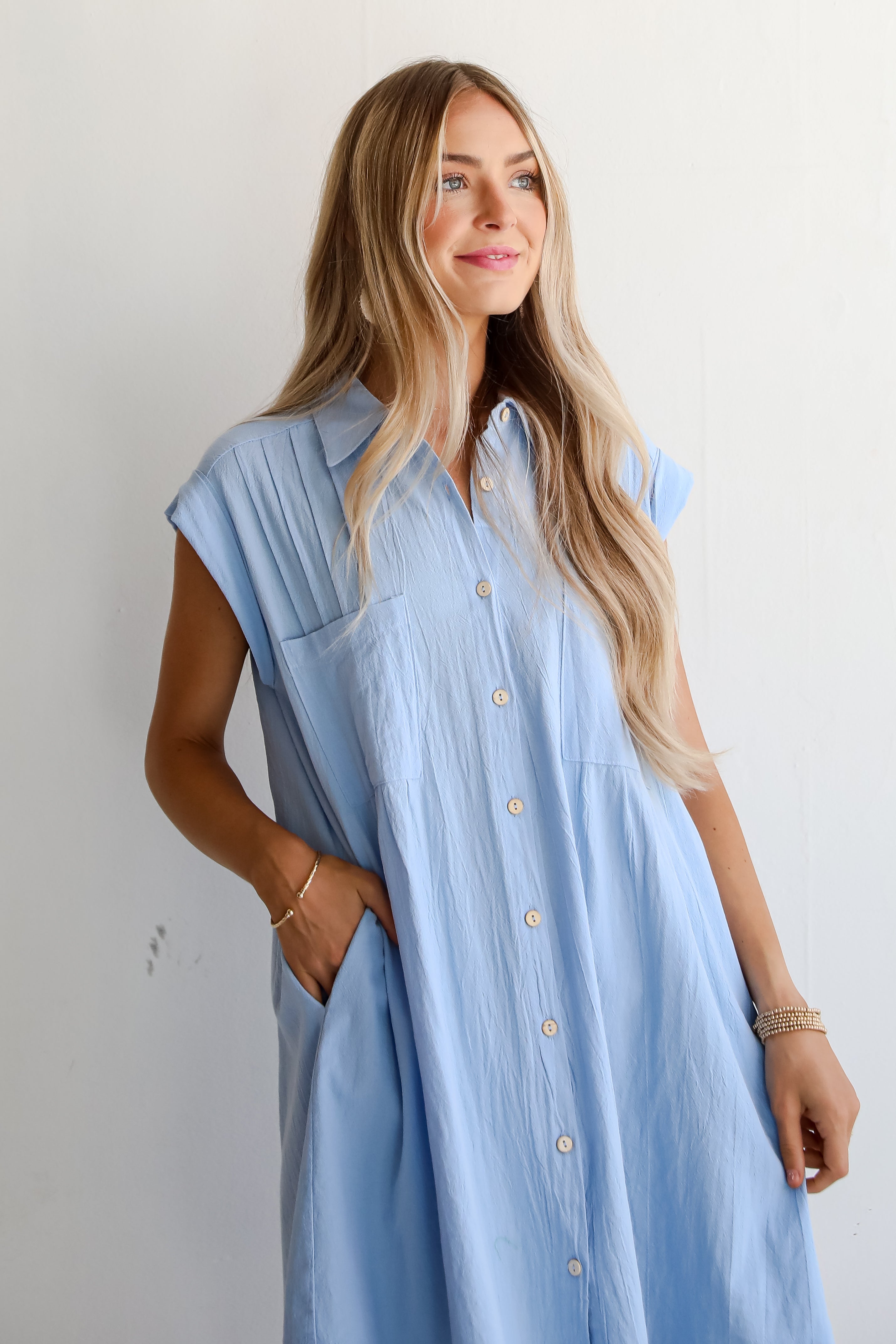 Cute Poise Light Blue Mini Dress