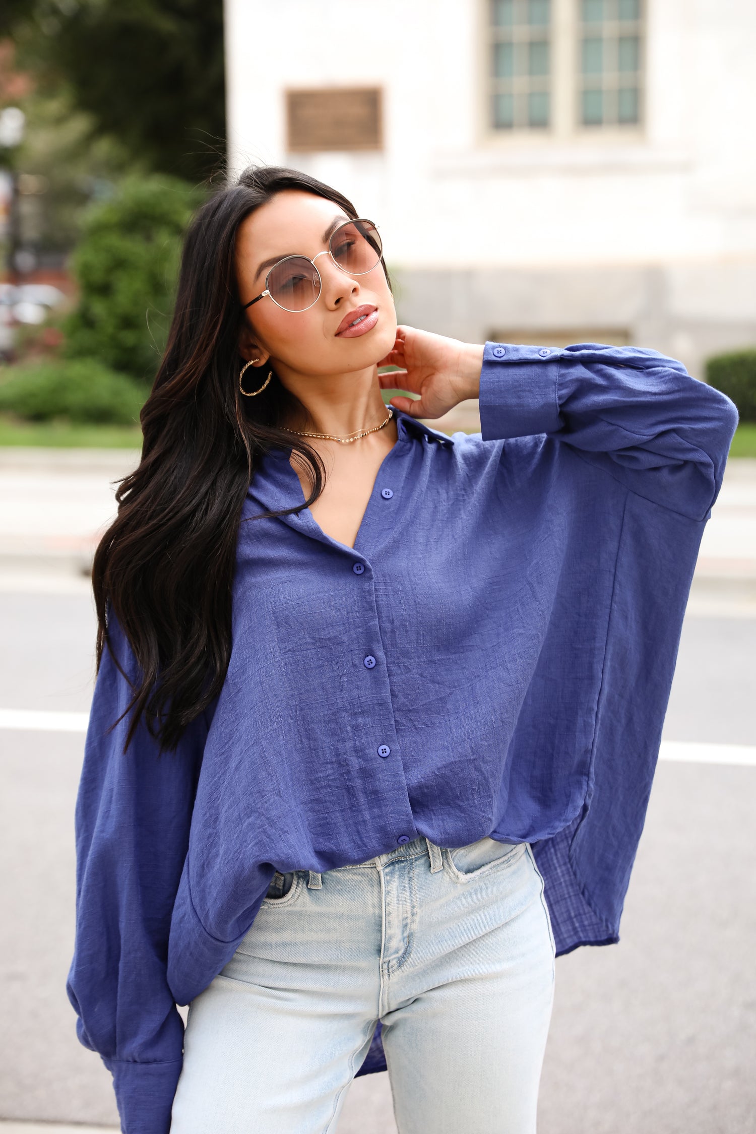 Allison Oversized Button-Up Blouse