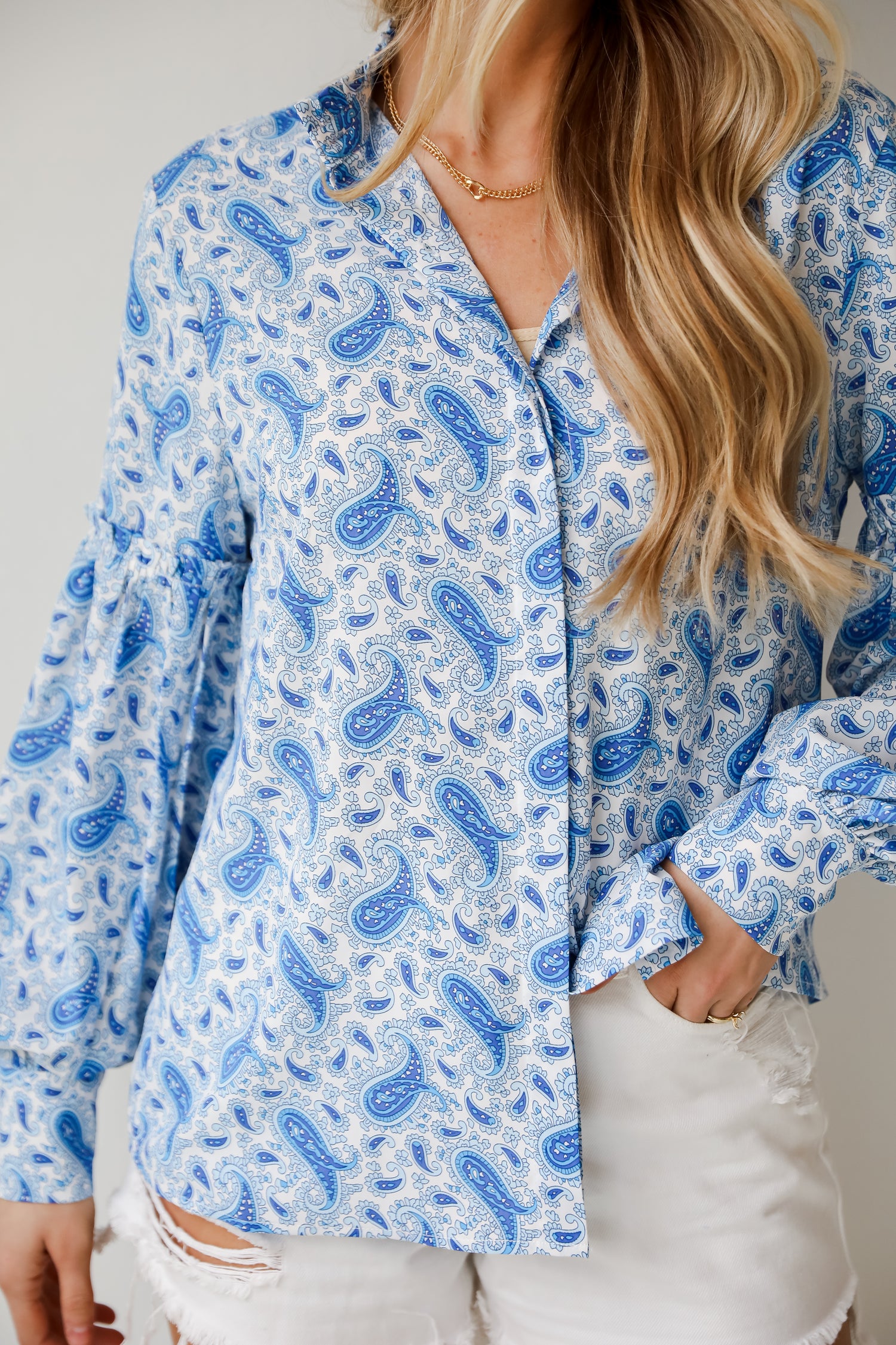 cute blouses, Blue Paisley Blouse, Truly Delightful Blue Paisley Blouse, Blue Paisley Top, Women&