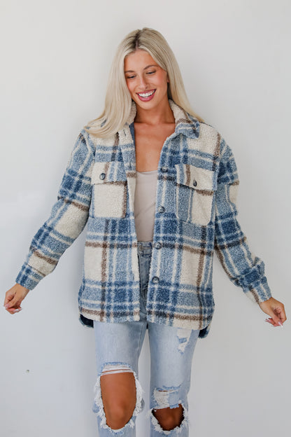 Cuddly Cute Plaid Teddy Shacket