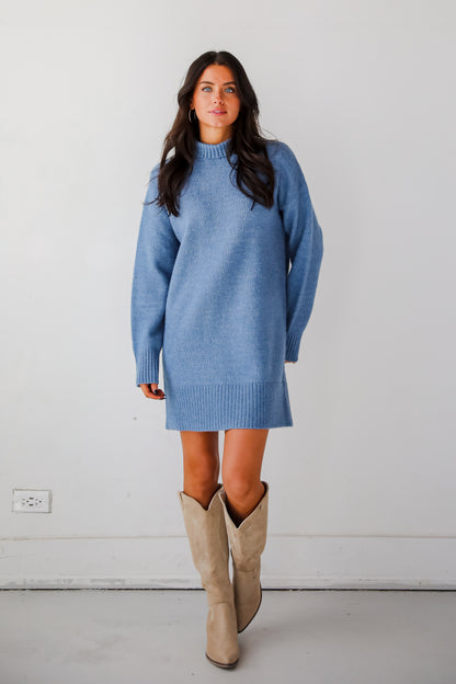 Seasonally Stylish Mock Neck Mini Sweater Dress