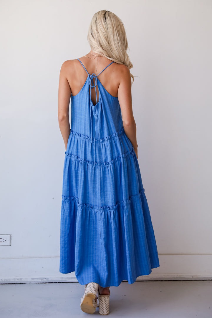 Uncommon Charm Blue Tiered Maxi Dress