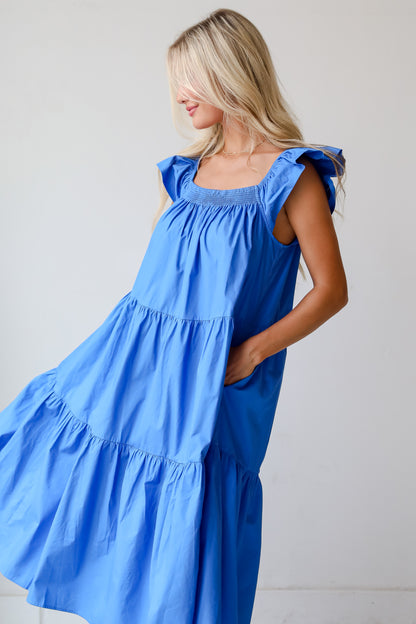 Summer Beauty Blue Tiered Midi Dress