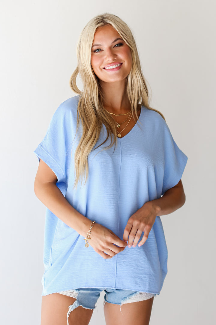 light blue Oversized Blouse untucked