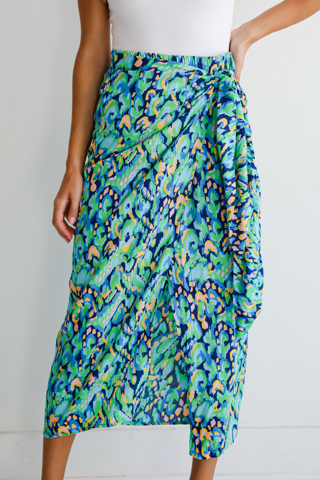 Magnificent Poise Blue Wrap Midi Skirt