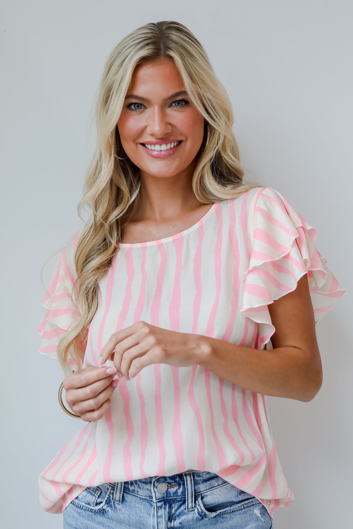 cute Blush Striped Blouse