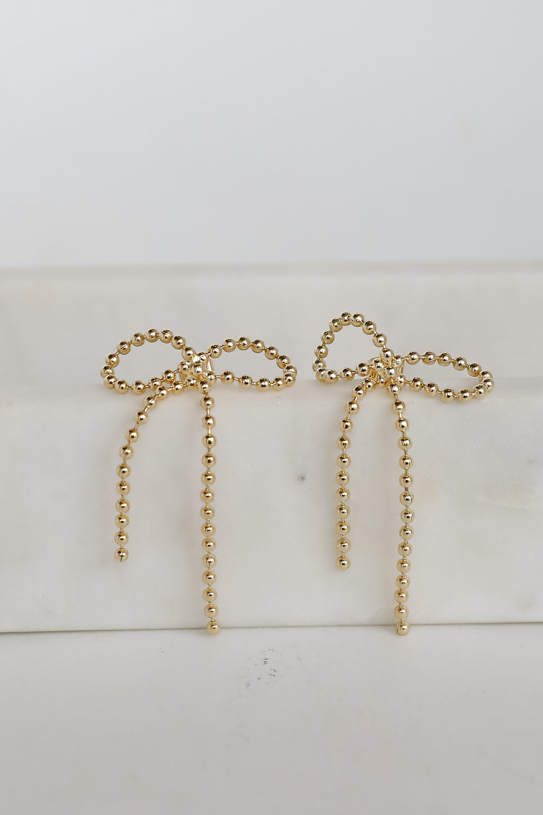 Clara Gold Beaded Bow Earrings