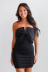 Under Stadium Lights Strapless Bow Mini Dress