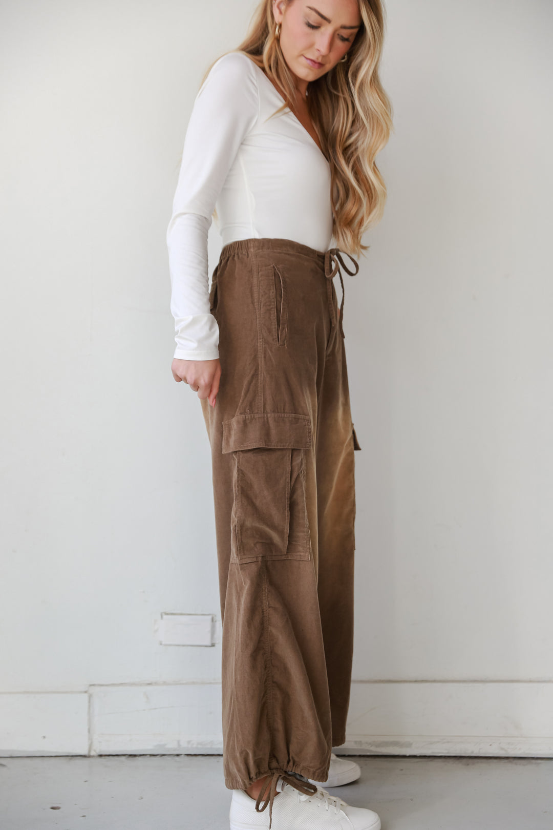 cute Brown Corduroy Cargo Pants