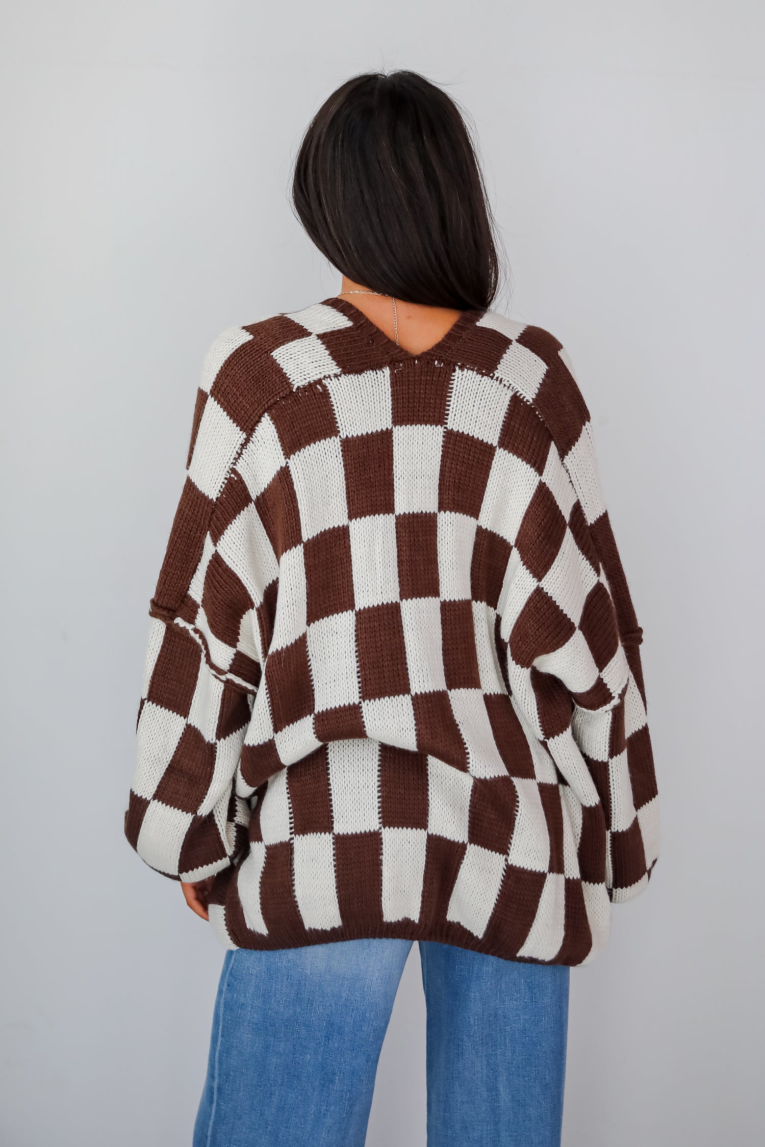 Marvelously Cozy Checkered Sweater Cardigan