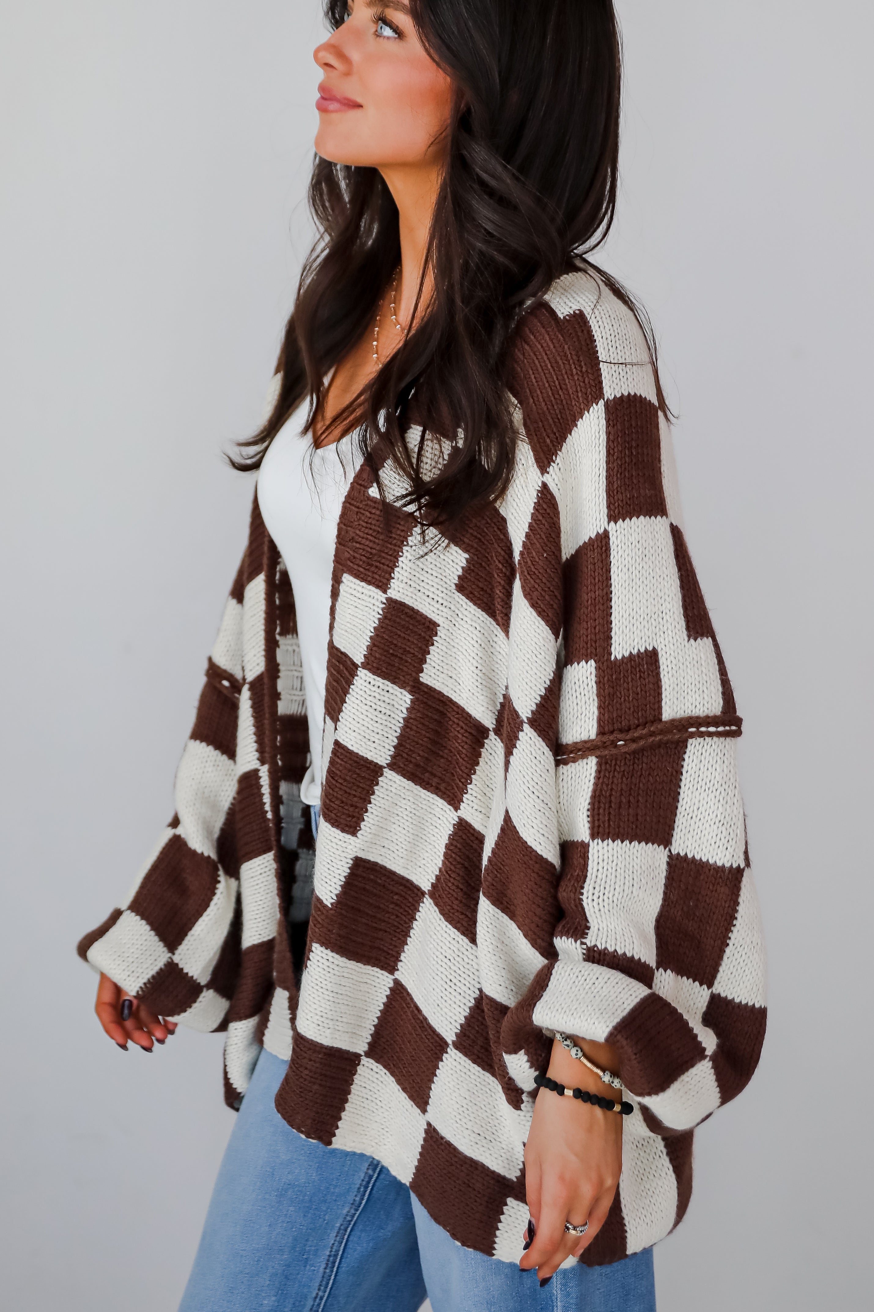 Marvelously Cozy Checkered Sweater Cardigan