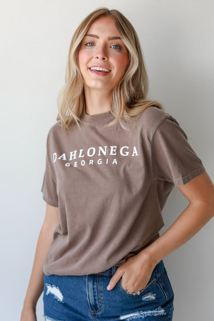 Brown Dahlonega Georgia Block Letter Tee front view