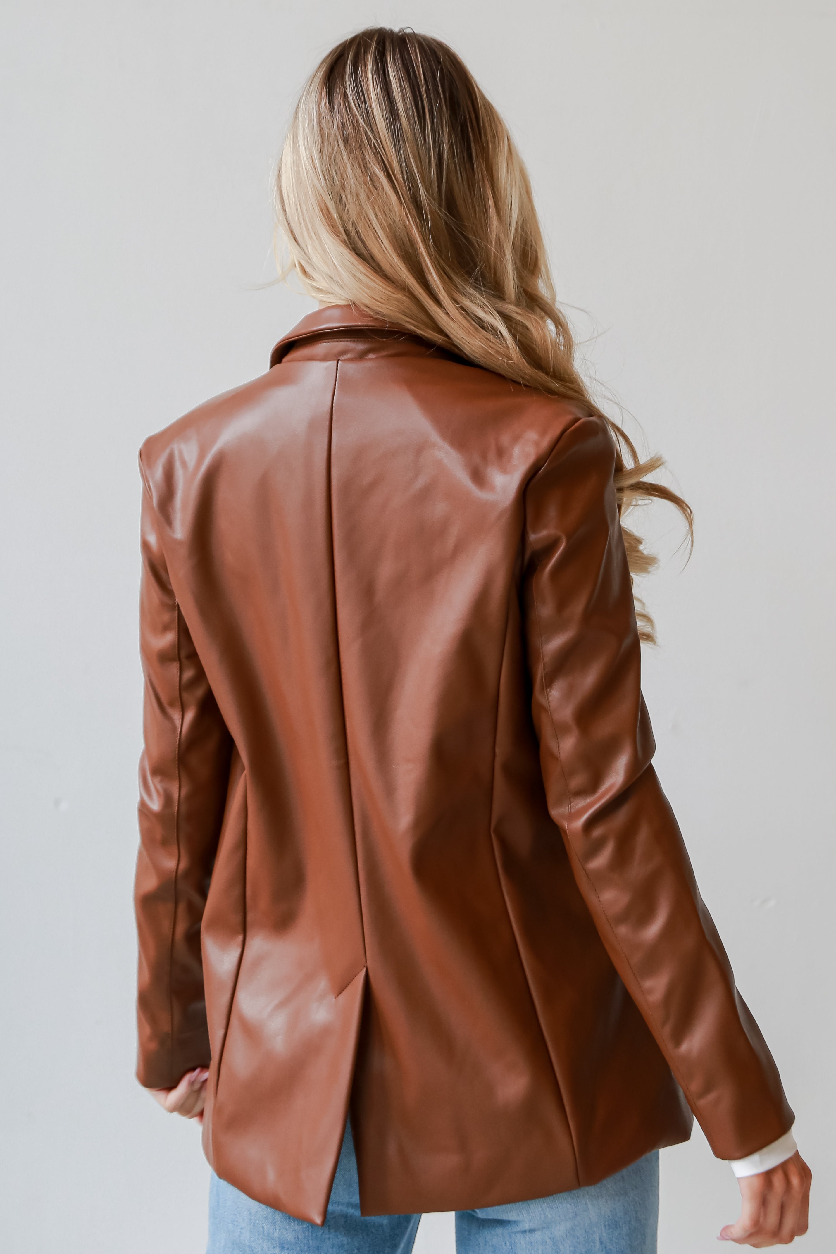 Brown Leather Blazer for women