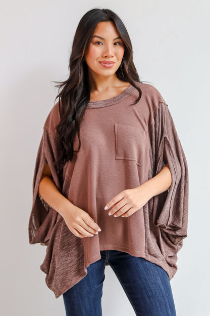 Essential Coziness Brown Oversized Knit Top