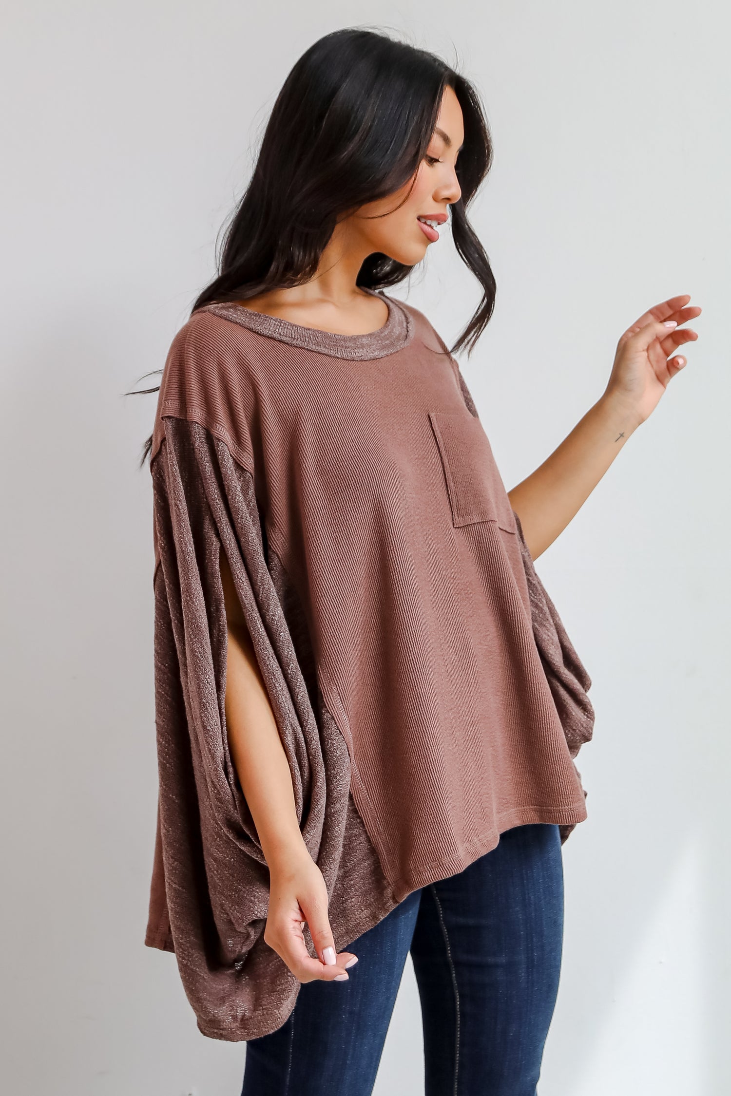 Essential Coziness Brown Oversized Knit Top