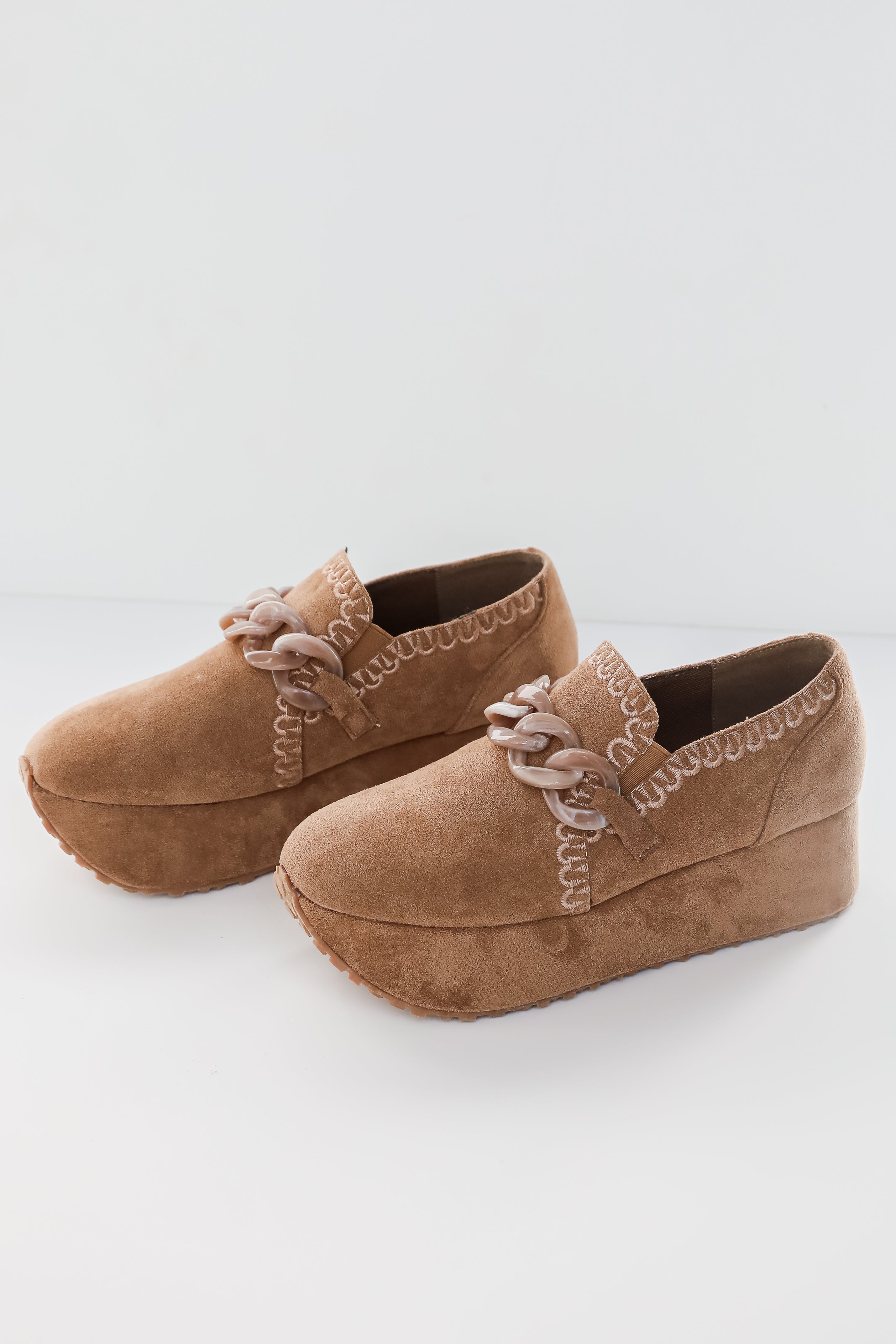 Bring It Back Taupe Suede Platform Loafers