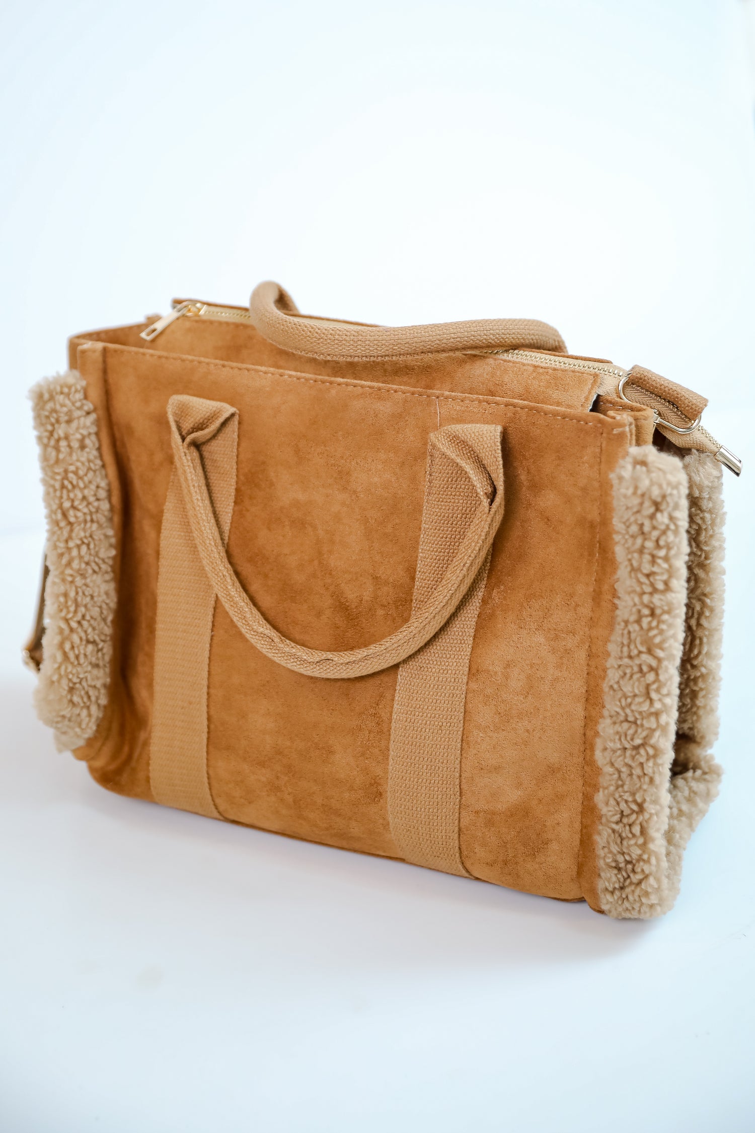 Cozy Aesthetic Brown Suede Crossbody Bag