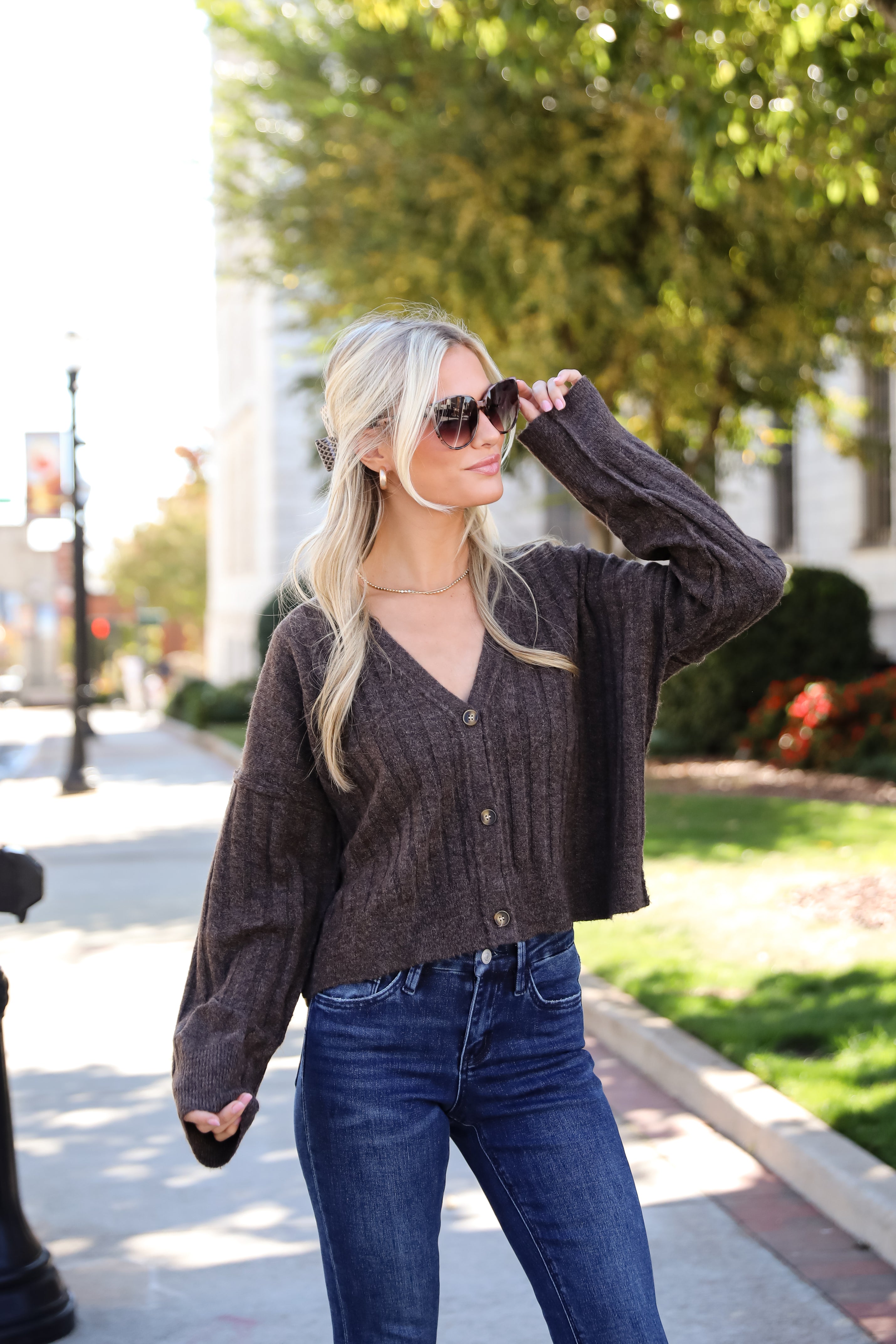 Comfortable Classic Brown Sweater Cardigan