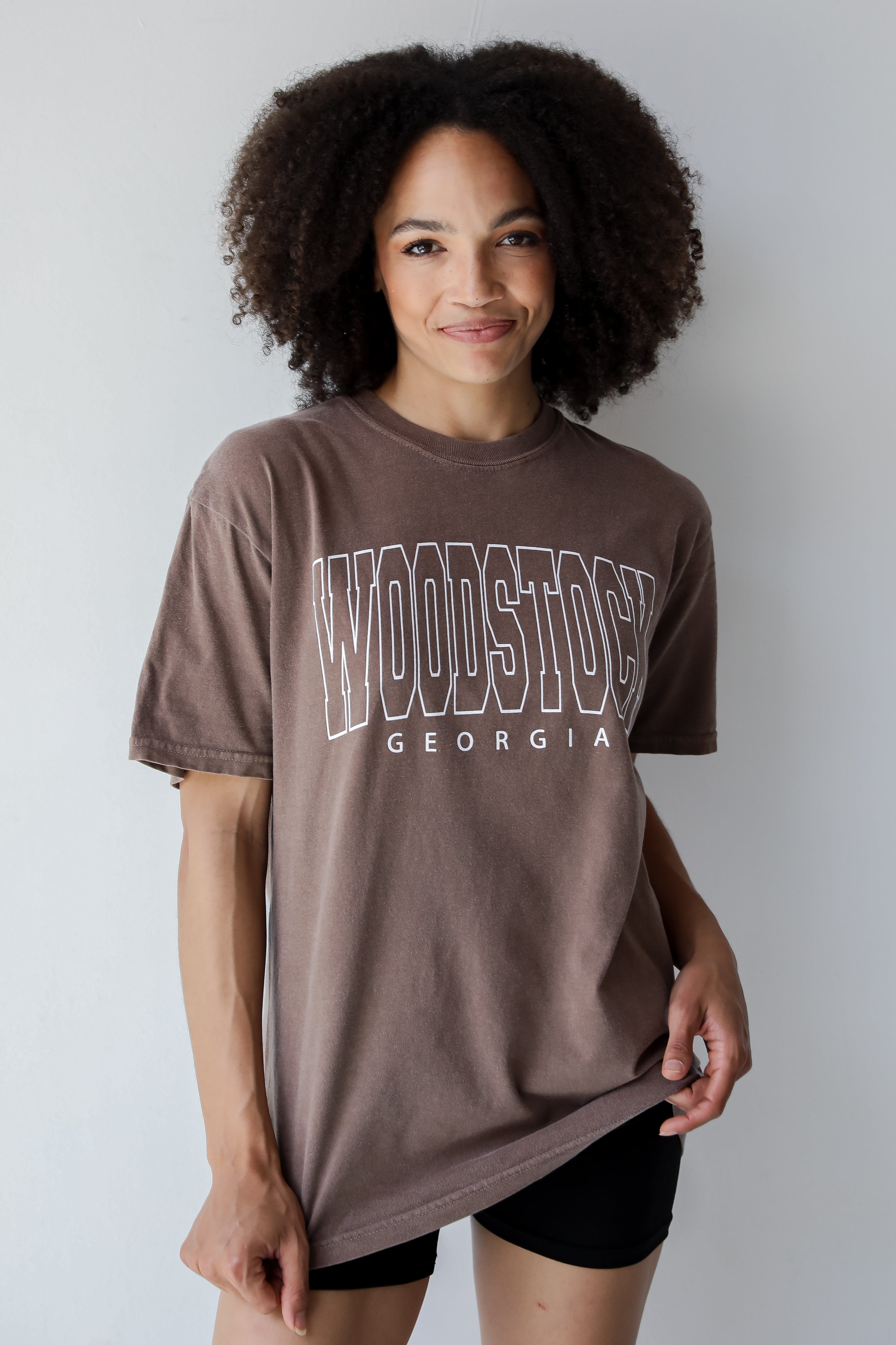 Brown Woodstock Georgia Block Letter Tee