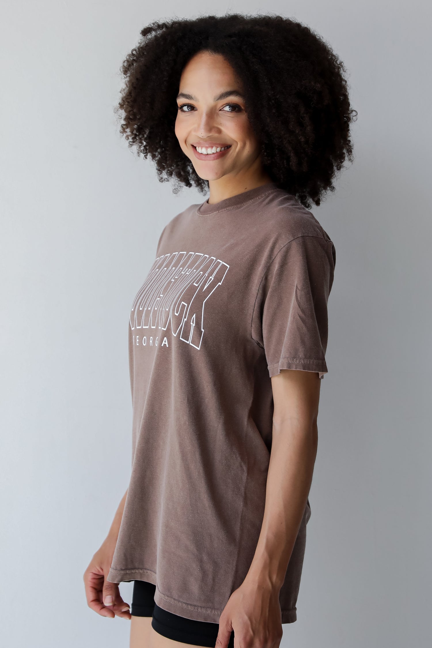 Brown Woodstock Georgia Block Letter Tee